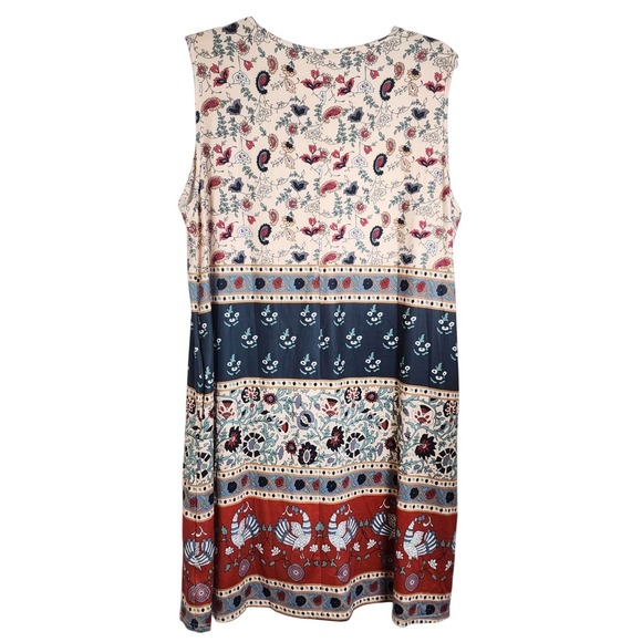 Sun Dress Womens 3XL Floral Sleeveless Pull On Polyester Scoop Neck Pockets - Picture 2 of 6